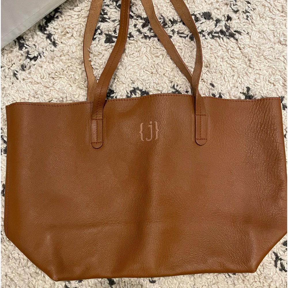 Monogrammed “j” Leather Tote